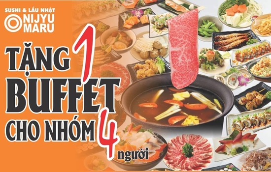 Miễn phí ngay 1  Buffet Sushi Lẩu Nhật Bản cho nhóm 4 người